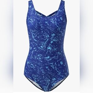 Blue Tie Dye One Piece Bathing Suit Women's Size Large